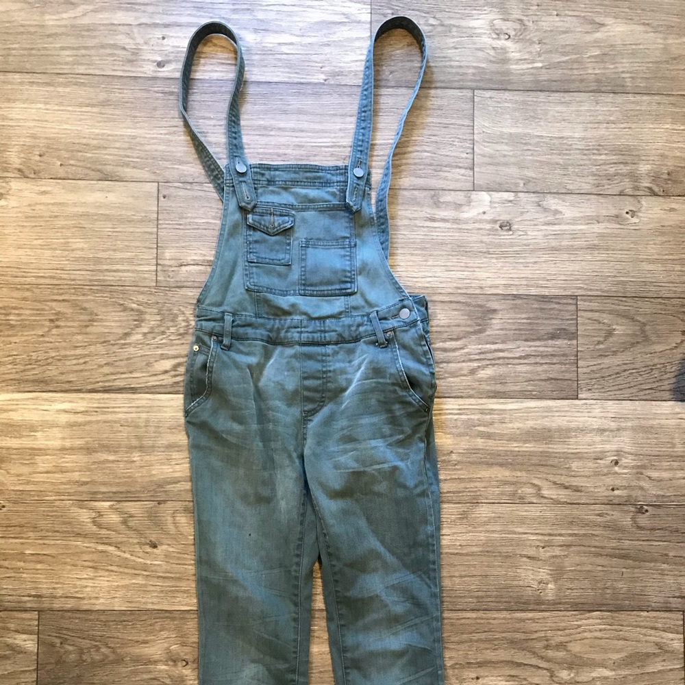 Free people gray/green overalls